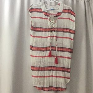 Beautiful drawstring beach cover up cotton dress